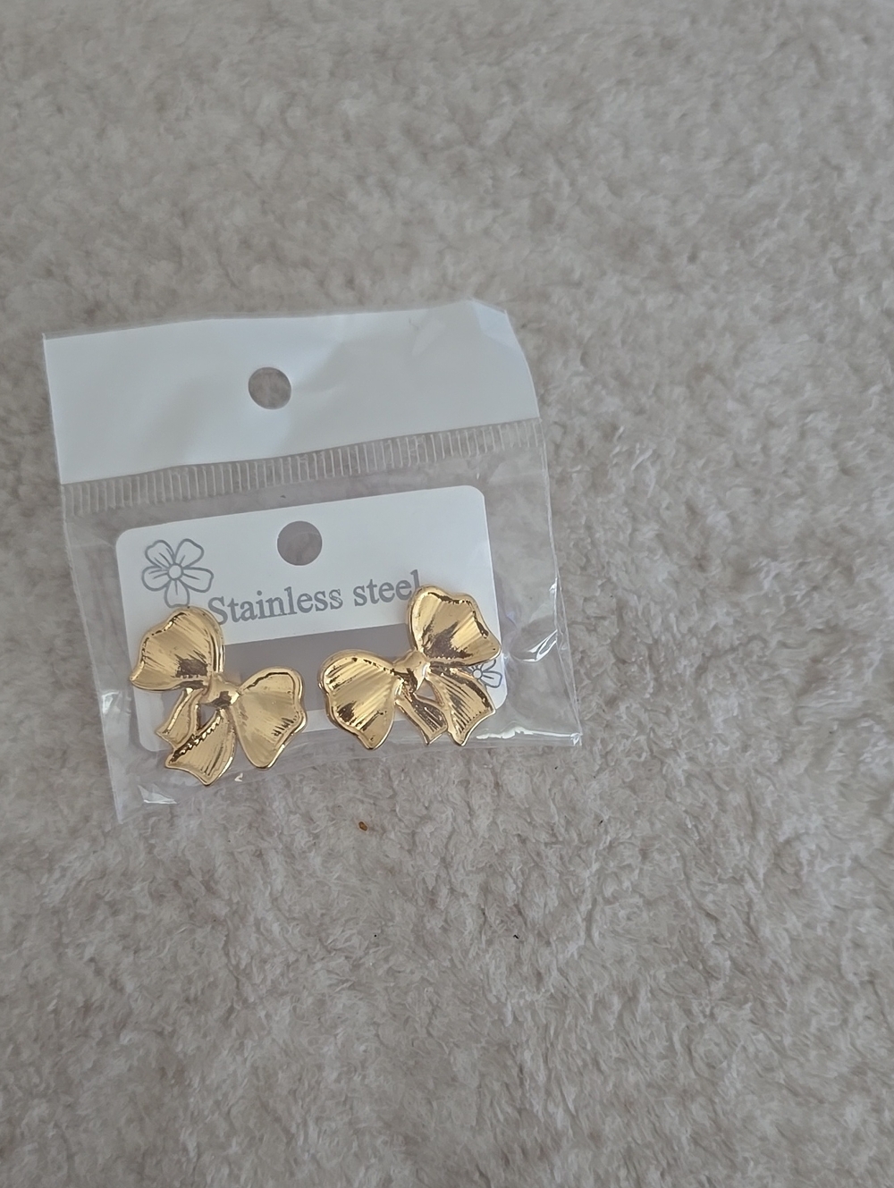Gold Bow Stainless Steel Stud Earrings - Gold Bow Earrings